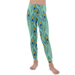 Lovely Peacock Feather Pattern With Flat Design Kids  Lightweight Velour Leggings by Vaneshart