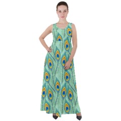 Lovely Peacock Feather Pattern With Flat Design Empire Waist Velour Maxi Dress by Vaneshart