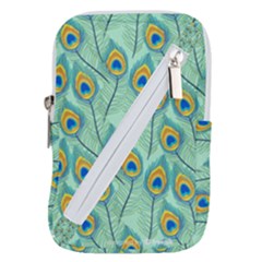 Lovely Peacock Feather Pattern With Flat Design Belt Pouch Bag (large)