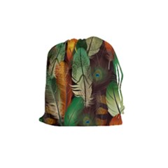 Feathers Realistic Pattern Drawstring Pouch (medium) by Vaneshart