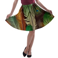 Feathers Realistic Pattern A-line Skater Skirt by Vaneshart