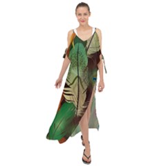 Feathers Realistic Pattern Maxi Chiffon Cover Up Dress by Vaneshart