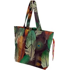 Feathers Realistic Pattern Drawstring Tote Bag by Vaneshart