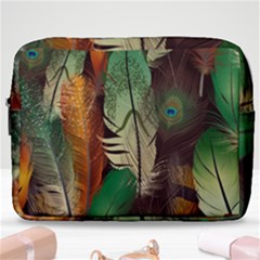 Feathers Realistic Pattern Make Up Pouch (large) by Vaneshart