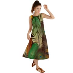 Feathers Realistic Pattern Summer Maxi Dress