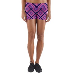 Ethnic Seamless Pattern Tribal Line Print African Mexican Indian Style Yoga Shorts by Vaneshart