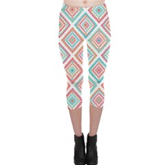 Ethnic Seamless Pattern Tribal Line Print African Mexican Indian Style Capri Leggings  by Vaneshart