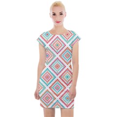 Ethnic Seamless Pattern Tribal Line Print African Mexican Indian Style Cap Sleeve Bodycon Dress by Vaneshart