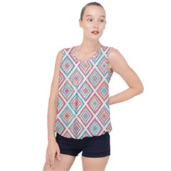 Ethnic Seamless Pattern Tribal Line Print African Mexican Indian Style Bubble Hem Chiffon Tank Top