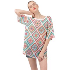 Ethnic Seamless Pattern Tribal Line Print African Mexican Indian Style Oversized Chiffon Top