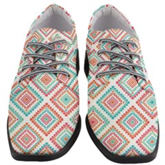 Ethnic Seamless Pattern Tribal Line Print African Mexican Indian Style Women Heeled Oxford Shoes