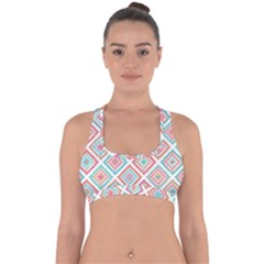 Ethnic Seamless Pattern Tribal Line Print African Mexican Indian Style Cross Back Hipster Bikini Top 