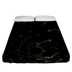 Black Marbled Surface Fitted Sheet (queen Size) by Vaneshart