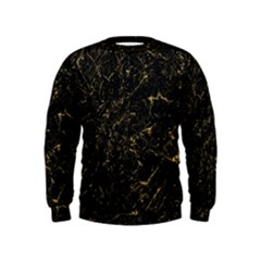 Black Marbled Surface Kids  Sweatshirt by Vaneshart