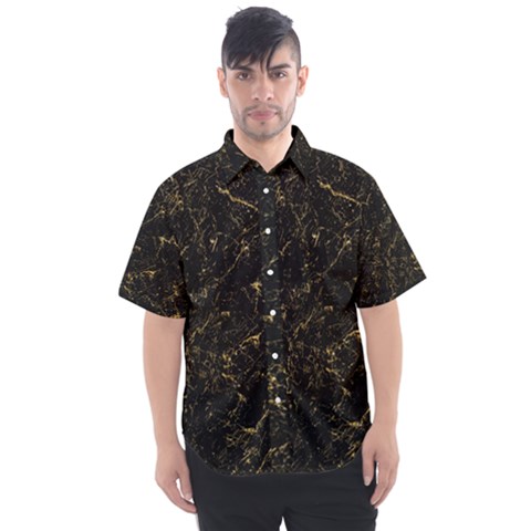 Black Marbled Surface Men s Short Sleeve Shirt by Vaneshart