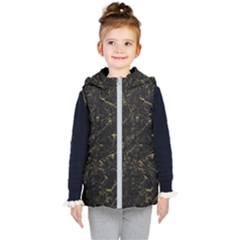 Black Marbled Surface Kids  Hooded Puffer Vest by Vaneshart