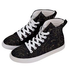 Black Marbled Surface Men s Hi-top Skate Sneakers by Vaneshart