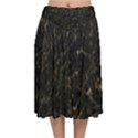 Black Marbled Surface Velvet Flared Midi Skirt View1