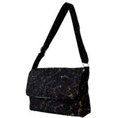 Black Marbled Surface Full Print Messenger Bag by Vaneshart