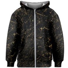 Black Marbled Surface Kids  Zipper Hoodie Without Drawstring by Vaneshart