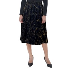 Black Marbled Surface Classic Velour Midi Skirt  by Vaneshart