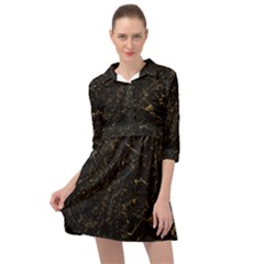 Black Marbled Surface Mini Skater Shirt Dress by Vaneshart