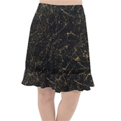 Black Marbled Surface Fishtail Chiffon Skirt by Vaneshart