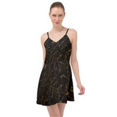 Black Marbled Surface Summer Time Chiffon Dress by Vaneshart