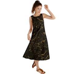 Black Marbled Surface Summer Maxi Dress