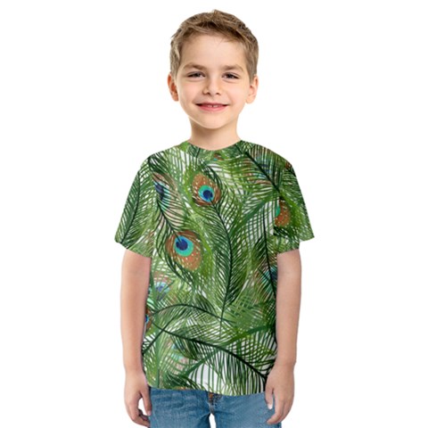 Peacock Feathers Pattern Kids  Sport Mesh Tee by Vaneshart