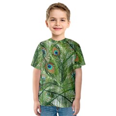 Peacock Feathers Pattern Kids  Sport Mesh Tee