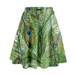 Peacock Feathers Pattern High Waist Skirt by Vaneshart