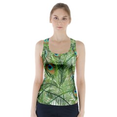 Peacock Feathers Pattern Racer Back Sports Top by Vaneshart