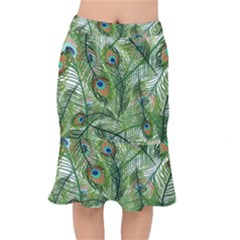 Peacock Feathers Pattern Short Mermaid Skirt by Vaneshart