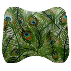 Peacock Feathers Pattern Velour Head Support Cushion by Vaneshart