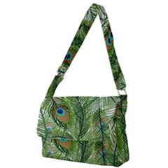 Peacock Feathers Pattern Full Print Messenger Bag by Vaneshart