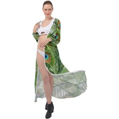 Peacock Feathers Pattern Maxi Chiffon Beach Wrap