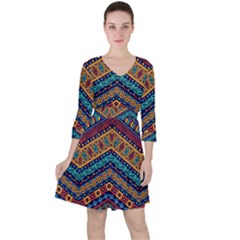 Full Color Pattern With Ethnic Ornaments Ruffle Dress by Vaneshart