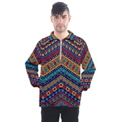 Full Color Pattern With Ethnic Ornaments Men s Half Zip Pullover by Vaneshart