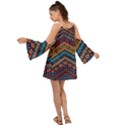 Full Color Pattern With Ethnic Ornaments Kimono Sleeves Boho Dress View2