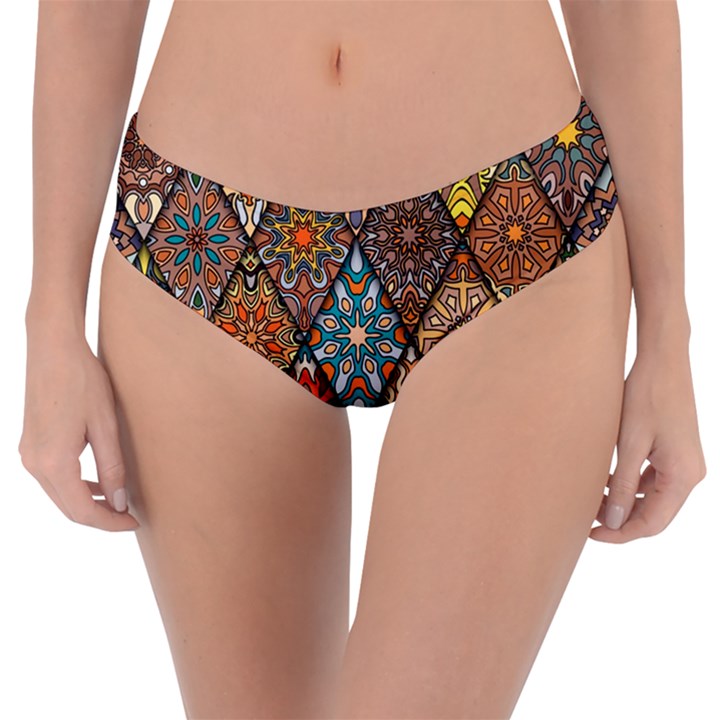 Colorful Vintage Seamless Pattern With Floral Mandala Elements Hand Drawn Background Reversible Classic Bikini Bottoms