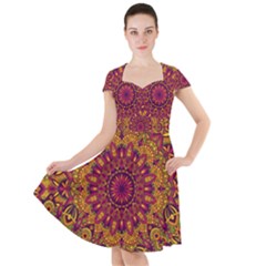 Mandala Vector Tribal Vintage Ethnic Seamless Pattern Print Cap Sleeve Midi Dress