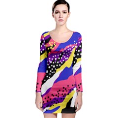 Colorful Abstract Waves Pattern Long Sleeve Bodycon Dress by teeziner