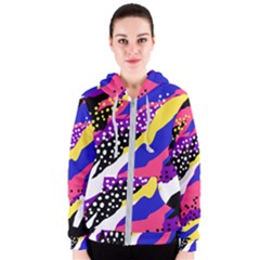 Colorful Abstract Waves Pattern Women s Zipper Hoodie by teeziner