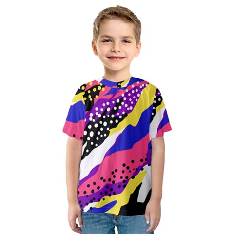 Colorful Abstract Waves Pattern Kids  Sport Mesh Tee by teeziner