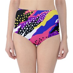 Colorful Abstract Waves Pattern Classic High-waist Bikini Bottoms