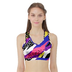 Colorful Abstract Waves Pattern Sports Bra With Border