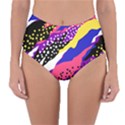 Colorful Abstract Waves Pattern Reversible High-Waist Bikini Bottoms View1