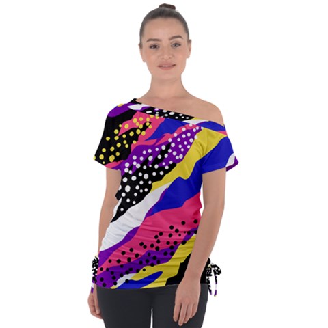 Colorful Abstract Waves Pattern Tie-up Tee by teeziner