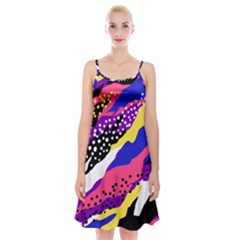 Colorful Abstract Waves Pattern Spaghetti Strap Velvet Dress by teeziner